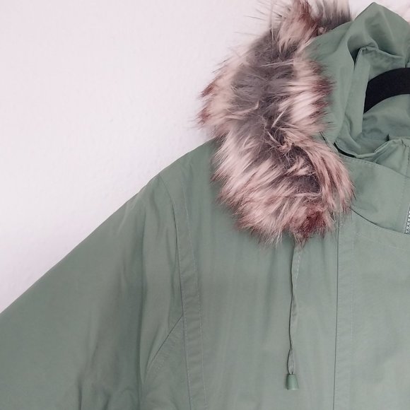 Woman Within Sage Green Hooded Quilt Lined Taslon Anorak/Parka - Picture 10 of 11